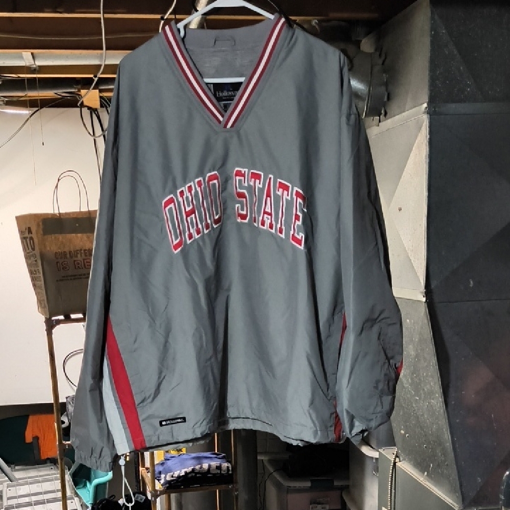 Holloway Gray and Red Windbreaker Lightweight V-Neck